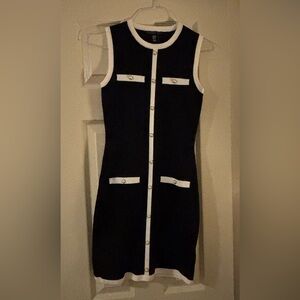 Elegant Black and White Sleeveless Dress